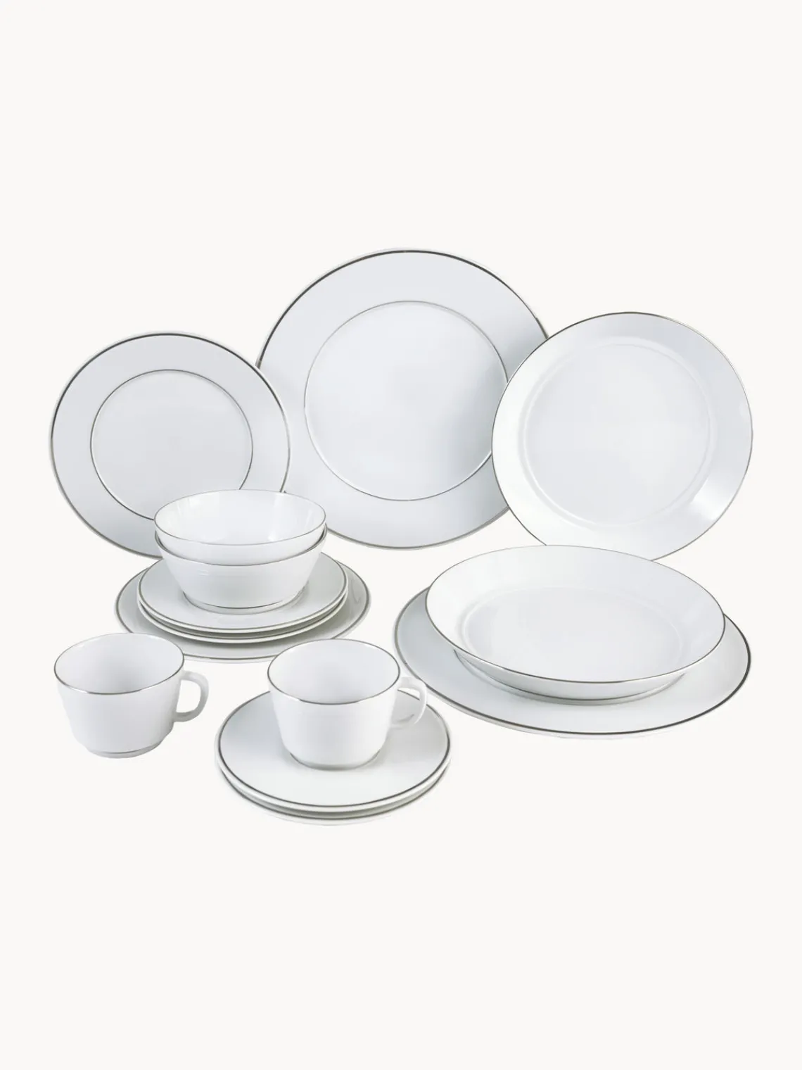 Vajillas Completas|Menaje De Mesa>Meissen Vajilla de porcelana con borde platino pintado a mano Vitruv, 2 comensales (12 pzas.)