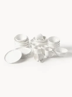Vajillas Completas|Menaje De Mesa>Westwing Collection Vajilla de porcelana con relieves Sali, 6 comensales (30 pzas.) Blanco