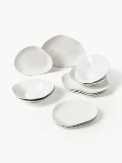 Vajilla de porcelana de forma orgánica Joana, 4 comensales (12 pzas.) Vajillas Completas|Menaje De Mesa