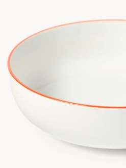 Vajillas Completas|Menaje De Mesa></noscript>Westwing Collection Vajilla de porcelana Facile, 6 comensales (18 pzas.) Blanco Off White con borde naranja