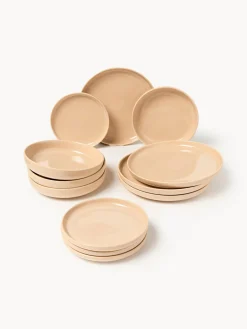 Vajillas Completas|Menaje De Mesa>Westwing Collection Vajilla de porcelana Nessa, 4 comensales (12 pzas.) Melocotón brillante