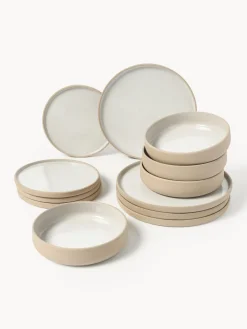 Vajillas Completas|Menaje De Mesa>Westwing Collection Vajilla Ginger, 4 comensales (12 pzas.) Beige claro, blanco Off White