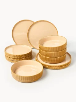 Vajillas Completas|Menaje De Mesa>Westwing Collection Vajilla Napari, 4 comensales, 12 pzas. Ocre, mostaza