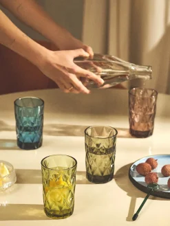 Copas De Cóctel|Vajillas Completas>Westwing Collection Vasos altos con relieves Colorado, 4 uds. Azul, malva, gris, verde