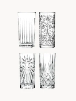 Copas De Cóctel|Vajillas Completas>RCR Vasos altos de cristal con relive Bichiera, 4 uds.