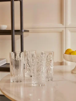 Copas De Cóctel|Vajillas Completas>RCR Vasos altos de cristal con relive Bichiera, 4 uds.