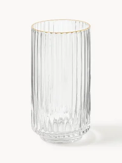 Copas De Cóctel|Vajillas Completas>Westwing Collection Vasos altos soplados con borde dorado Aleo, 4 uds. Transparente con borde dorado