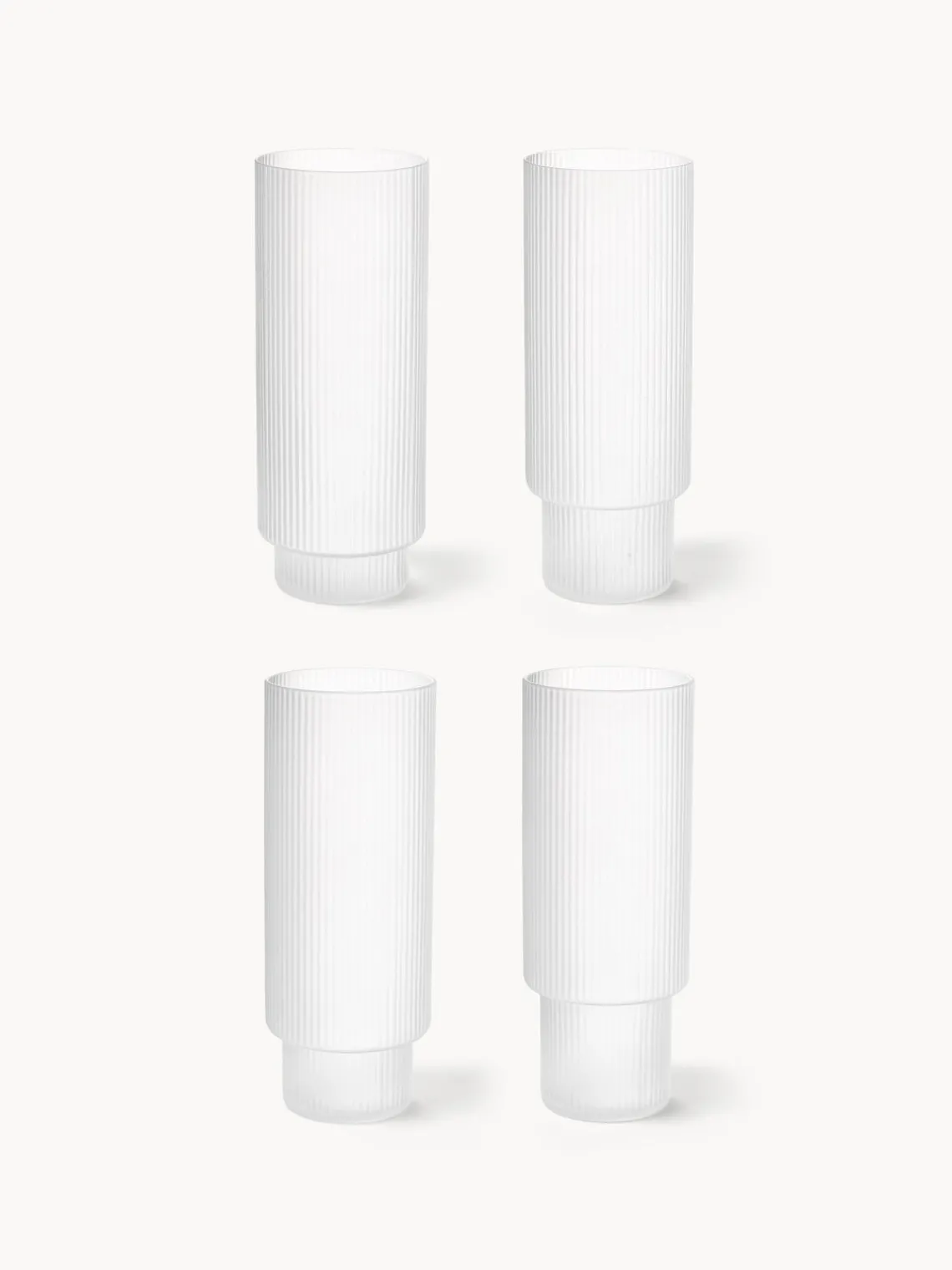Clearance Vasos altos soplados con relieve Ripple, 4 uds. Copas De Cóctel|Vajillas Completas