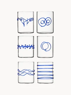 Vasos|Vajillas Completas>ICHENDORF Vasos artesanales Deco' Blu, 6 uds. Transparente. azul real