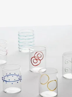 Vasos|Vajillas Completas>ICHENDORF Vasos de agua artesanales Deco' Arlecchino, 6 uds. Transparente, multicolor