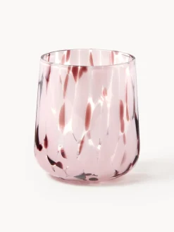 Vasos|Vajillas Completas>Westwing Collection Vasos de agua artesanales con estampado de lunares Oakley, 4 uds. Morado oscuro, rosa claro, transparente