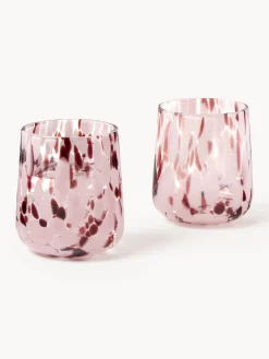 Vasos|Vajillas Completas></noscript>Westwing Collection Vasos de agua artesanales con estampado de lunares Oakley, 4 uds. Morado oscuro, rosa claro, transparente