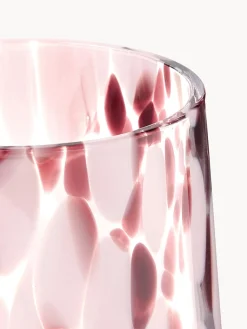 Vasos|Vajillas Completas></noscript>Westwing Collection Vasos de agua artesanales con estampado de lunares Oakley, 4 uds. Morado oscuro, rosa claro, transparente