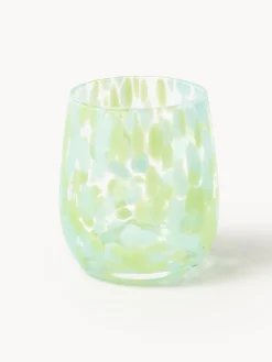 Vasos|Vajillas Completas>Westwing Collection Vasos de agua artesanales Yava, 4 uds. Azul claro, verde claro, transparente