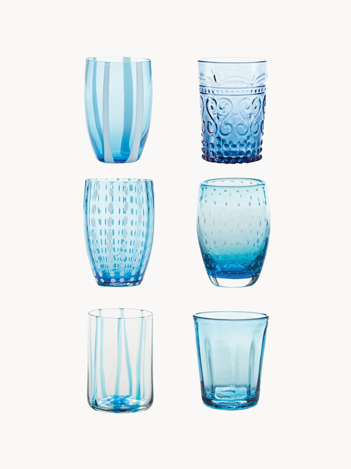 Vasos|Vajillas Completas>Zafferano Vasos de agua artesanales Melting, 6 uds.
