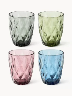 Vasos|Vajillas Completas>Westwing Collection Vasos de agua con patrón texturizado Colorado, 4 uds. Azul, malva, gris, verde