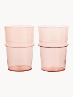 Vasos|Vajillas Completas>Ferm Living Vasos de agua soplados Boya, 2 uds. Rosa claro transparente