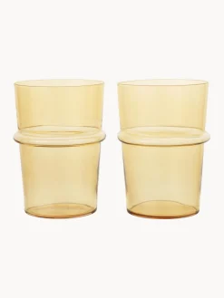 Vasos|Vajillas Completas>Ferm Living Vasos de agua soplados Boya, 2 uds. Amarillo claro transparente
