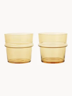 Vasos|Vajillas Completas>Ferm Living Vasos de agua soplados Boya, 2 uds. Amarillo claro transparente