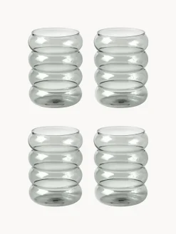 Vasos|Vajillas Completas>Westwing Collection Vasos de agua soplados Bubbly, 4 uds. Gris transparente