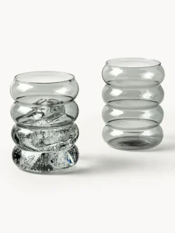 Vasos|Vajillas Completas></noscript>Westwing Collection Vasos de agua soplados Bubbly, 4 uds. Gris transparente