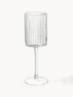 Copas De Vino|Vajillas Completas>Westwing Collection Vasos de agua soplados con borde dorado Aleo, 4 uds. Transparente con borde dorado