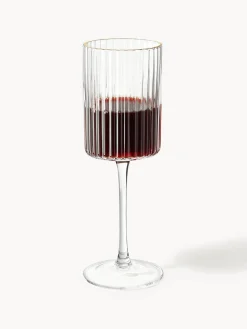 Copas De Vino|Vajillas Completas></noscript>Westwing Collection Vasos de agua soplados con borde dorado Aleo, 4 uds. Transparente con borde dorado