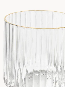 Vasos|Vajillas Completas></noscript>Westwing Collection Vasos de agua soplados con borde dorado Aleo, 4 uds. Transparente con borde dorado