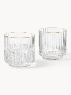 Vasos|Vajillas Completas></noscript>Westwing Collection Vasos de agua soplados con borde dorado Aleo, 4 uds. Transparente con borde dorado
