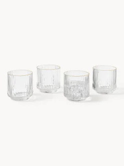 Vasos|Vajillas Completas></noscript>Westwing Collection Vasos de agua soplados con borde dorado Aleo, 4 uds. Transparente con borde dorado
