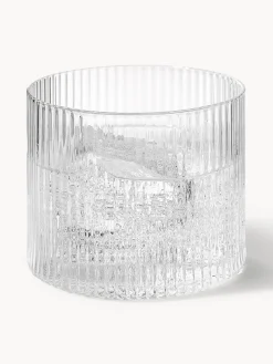 Vasos|Vajillas Completas></noscript>Ferm Living Vasos de agua soplados con relieves Ripple, 4 uds. Transparente brillante