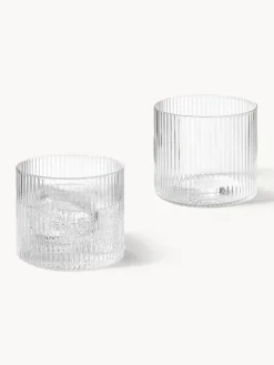 Vasos|Vajillas Completas></noscript>Ferm Living Vasos de agua soplados con relieves Ripple, 4 uds. Transparente brillante
