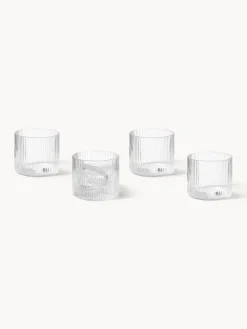 Vasos|Vajillas Completas></noscript>Ferm Living Vasos de agua soplados con relieves Ripple, 4 uds. Transparente brillante