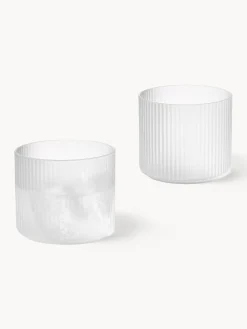 Vasos|Vajillas Completas></noscript>Ferm Living Vasos de agua soplados con relieves Ripple, 4 uds. Semitransparente mate