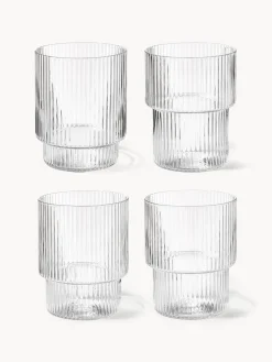 Outlet Vasos de agua soplados con textura acanalada Ripple, 4 uds. Vasos|Vajillas Completas