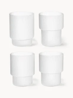 Vasos|Vajillas Completas>Ferm Living Vasos de agua soplados con relieves Ripple, 4 uds. Semitransparente mate