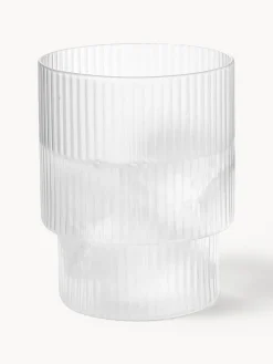 Vasos|Vajillas Completas></noscript>Ferm Living Vasos de agua soplados con relieves Ripple, 4 uds. Semitransparente mate
