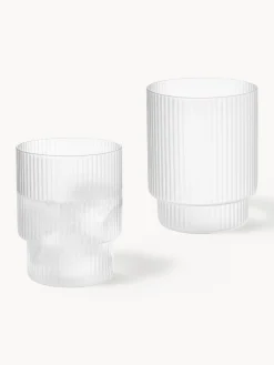 Vasos|Vajillas Completas></noscript>Ferm Living Vasos de agua soplados con relieves Ripple, 4 uds. Semitransparente mate