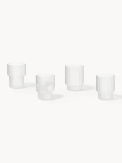 Vasos|Vajillas Completas></noscript>Ferm Living Vasos de agua soplados con relieves Ripple, 4 uds. Semitransparente mate