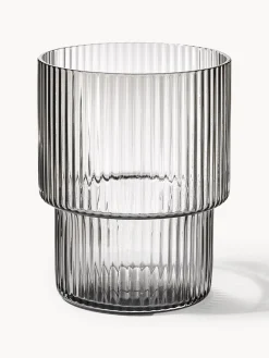 Vasos|Vajillas Completas></noscript>Ferm Living Vasos de agua soplados con relieves Ripple, 4 uds. Gris transparente brillante
