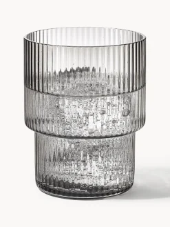 Vasos|Vajillas Completas></noscript>Ferm Living Vasos de agua soplados con relieves Ripple, 4 uds. Gris transparente brillante