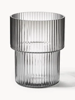 Vasos|Vajillas Completas></noscript>Ferm Living Vasos de agua soplados con relieves Ripple, 4 uds. Gris transparente brillante