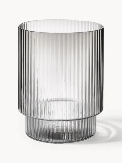 Vasos|Vajillas Completas></noscript>Ferm Living Vasos de agua soplados con relieves Ripple, 4 uds. Gris transparente brillante