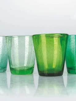 Vasos|Vajillas Completas></noscript>Villa D'Este Home Tivoli Vasos de agua soplados con burbujas Cancun, 6 uds. Tonos turquesa y verdes, transparente