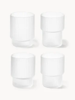 Clearance Vasos de agua soplados con relieves Ripple, 4 uds. Vasos|Vajillas Completas
