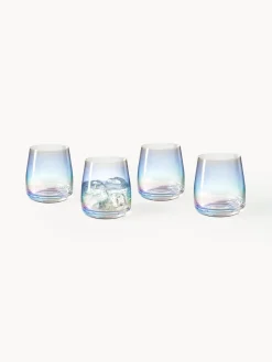 Clearance Vasos de agua soplados iridiscentes Ellery, 4 uds. Vasos|Vajillas Completas