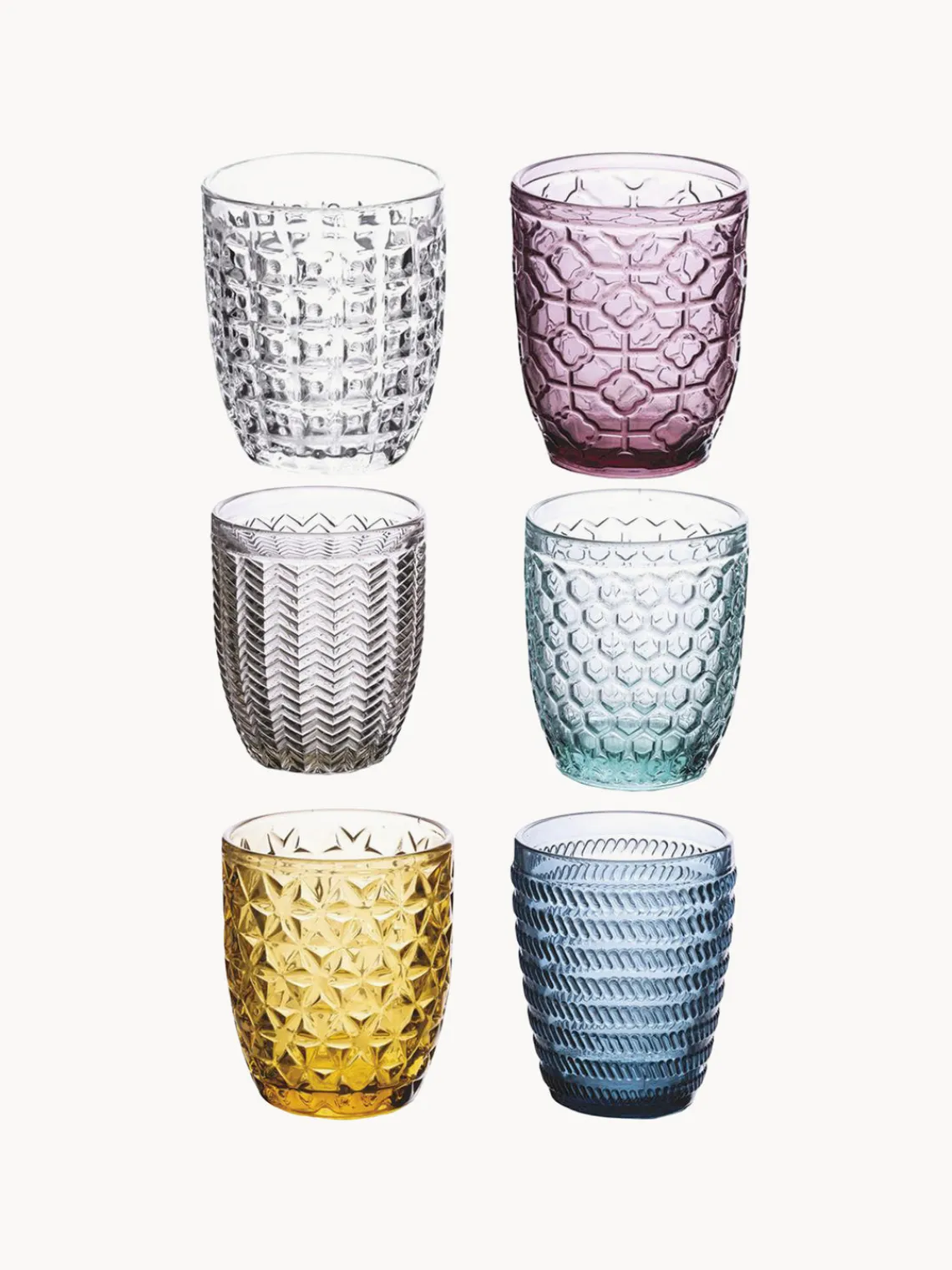 Sale Vasos de colores con relive Geometrie, 6 uds. Vajillas Completas|Vasos
