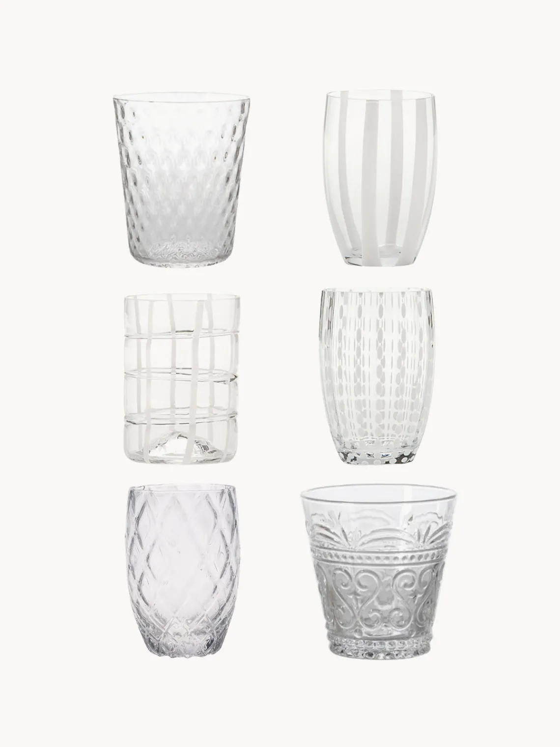 Vasos|Vajillas Completas>Zafferano Vasos de vidrio soplado artesanalmente Melting Pot Calm, 6 uds.