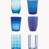 Vasos|Vajillas Completas>Zafferano Vasos de vidrio soplados artesanalmente Melting Pot Sea, 6 uds.