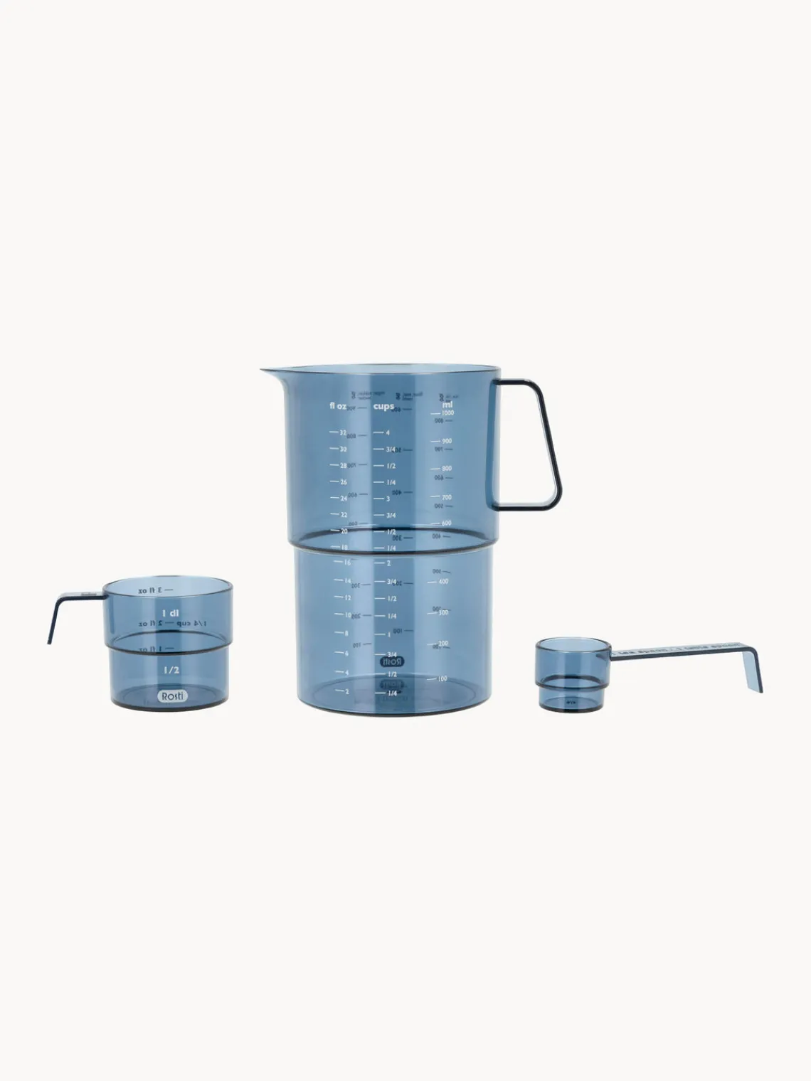 Utensilios De Cocina>Rosti Vasos medidores con cuchara Mensura, 3 pzas. Azul transparente